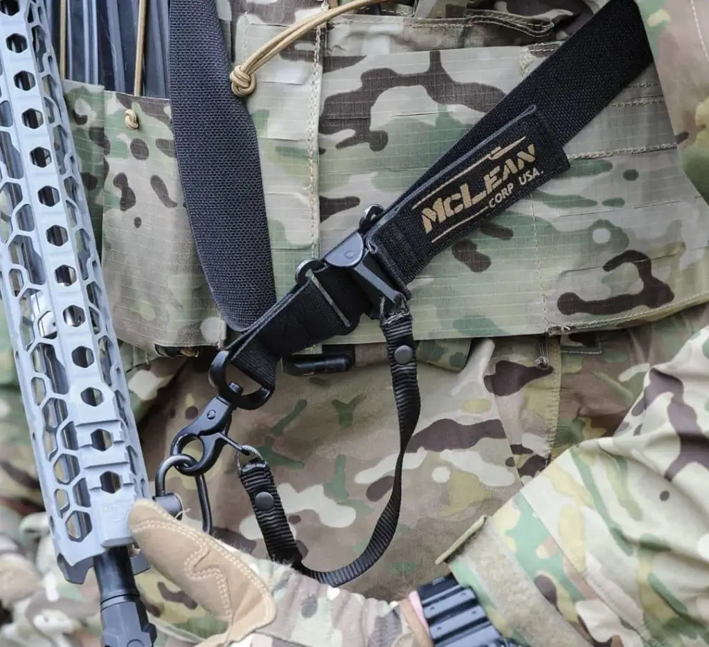 McLean Dynamic Retention Sling fitted to a rifle