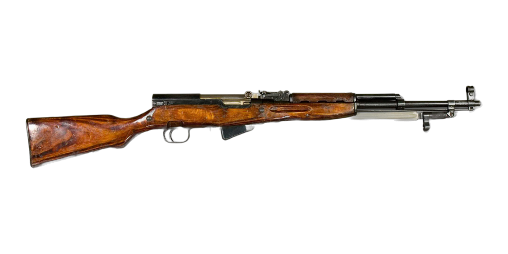 SKS with wood stock; one view selected from the source photograph.