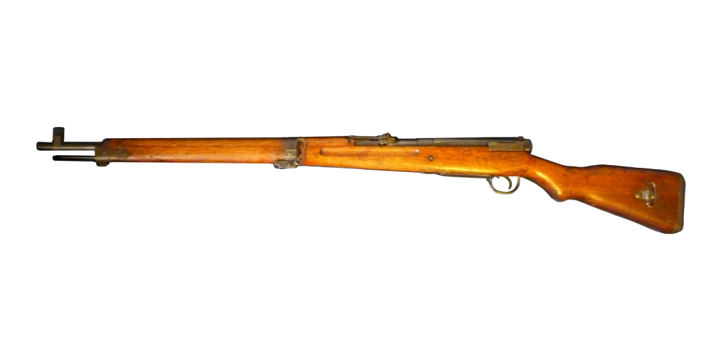 Left side of an early Arisaka Type 99 short rifle with the side-mounted stock swivel visible