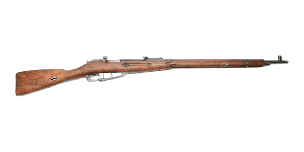 Right side of a Mosin-Nagant M1891/30 rifle with sling slots visible in the buttstock and fore-end