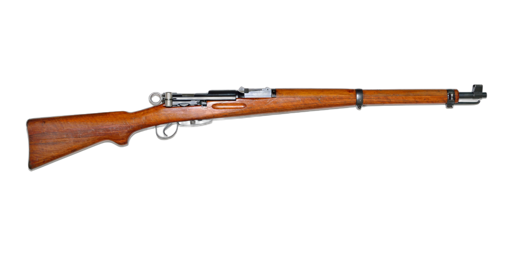 Left side of a Swiss Karabiner 31 (Mousqueton 1931) with the lower band sling loop visible